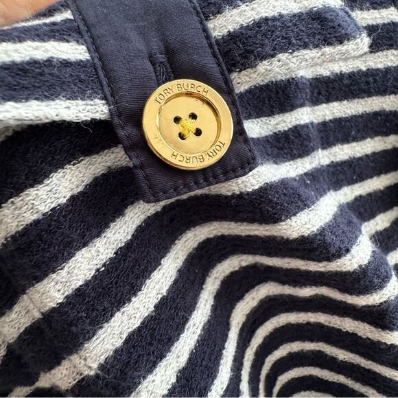 Tory Burch Navy Blue and White Striped Boat Neck Top 3/4 Sleeve - Picture 8 of 14